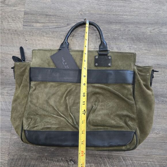 🐢 Rag & Bone New York Olive Green Suede Pilot Bag Large - Picture 14 of 17